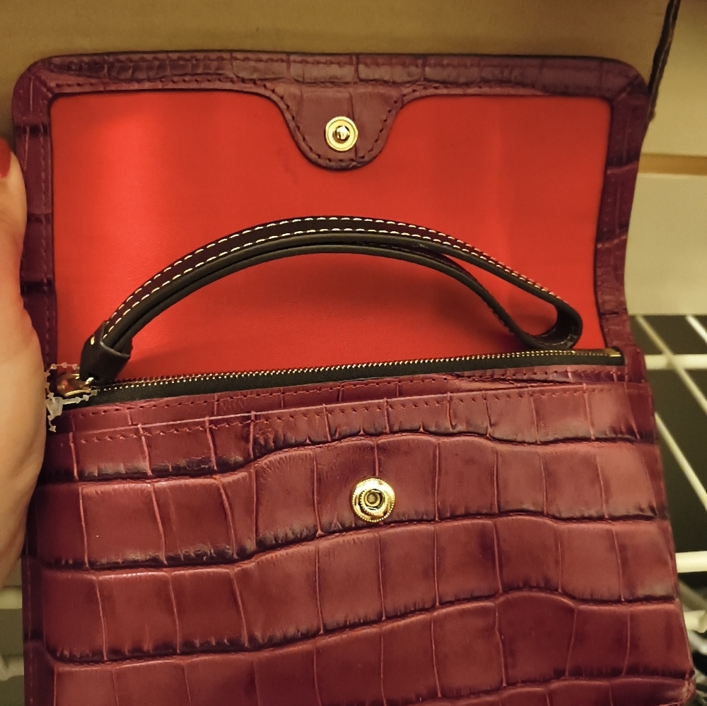 Dooney & Bourke Burgundy Croc-Embossed Wristlet - Picture 5 of 7